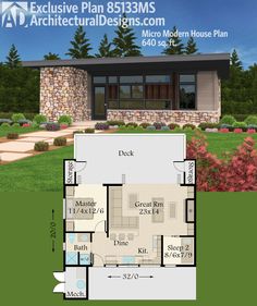 the floor plan for this modern house is very simple and has lots of room to put in