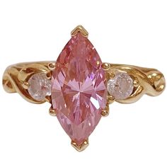 Preloved In Excellent Condition. Women’s S Size 7. Light Pink Ring, Pink Marquise Engagement Ring, Pink Saphire Engament Ring, Gold Marquise Ring, Engament Rings, Pink Gold Ring, Pink Gold Rings, Pink Diamond Engagement Ring, S Ring