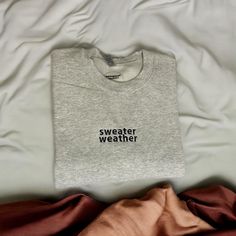 This oversized crew neck is the perfect addition to your fall wardrobe! With its dainty and crisp embroidered lettering "sweater weather" it adds the perfect touch to all your cozy fall days! Embroidered Lettering, Womens Sweatshirts, Fall Days, Embroidered Sweatshirt, Fall Sweatshirt, Embroidered Sweatshirts, Cozy Fall, Autumn Day, Fall Wardrobe