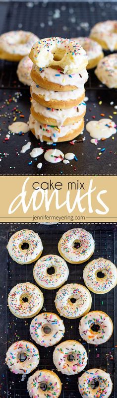 there are many donuts with sprinkles on them