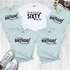 60th Birthday Shirt, Sixty Birthday Crew Shirt, Custom Birthday Squad Party Shirts, Est 1964 Shirts, Group Sixtieth Bday for Mom Tshirt Celebrate in style with our 60th Birthday Shirt and Hello Sixty Shirt, perfect for honoring this special milestone. Whether you're throwing a big bash or a casual get-together, our Birthday Crew Shirts and Birthday Squad Shirt bring the entire party together. Designed for ultimate comfort and personalization, the Birthday Party Shirt and Birthday Group Shirt mak White Casual Shirt For Anniversary, Casual White Shirt For Anniversary, Casual Short Sleeve Shirt For Anniversary, Casual Cotton Shirt For Anniversary, 60th Birthday Shirt, Birthday Group Shirts, Birthday Squad Shirts, Sixtieth Birthday, Mom Tshirt