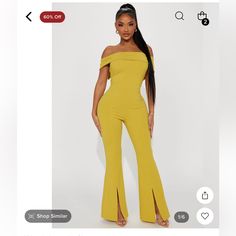 This Is The Perfect Jumpsuit For Any Event.. Especially For A Wedding, Party Or Conference. Elegant Fitted Yellow Pantsuit, Glamorous Fitted Strapless Jumpsuit For Prom, Fitted Pantsuit For Formal Party Season, Fitted Formal Pantsuit For Party Season, Sleeveless Fitted Jumpsuits And Rompers For Prom, Sleeveless Fitted Pantsuit For Party, Fitted Sleeveless Jumpsuit For Prom, Fitted Pantsuit For Party Season, Formal Fitted Strapless Jumpsuit For Party Season