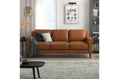 a living room scene with focus on the couch