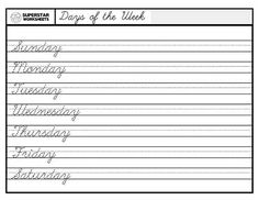 the days of the week writing paper