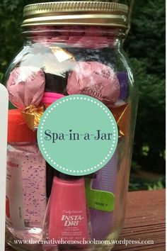 a jar filled with lots of different types of items