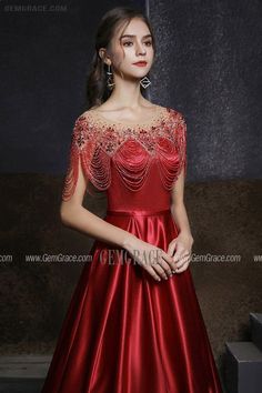 10% off now|Free shipping world-wide. Burgundy Satin Long Elegant Prom Dress with Luxury Sequined Tassels at GemGrace. Click to learn our pro custom-made service for wedding dress, formal dress. View #EveningDresses for more ideas. Long Elegant Prom Dresses, Backless Formal Dresses, Delicate Gown, Elegant Prom Dresses, Satin Evening Dresses, Dresses 2020, Evening Gowns Formal, Gowns Of Elegance, Glam Dresses