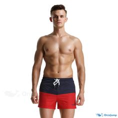 Orcajump - Mens Summer Beach Shorts - Cooling and Comfortable Surfing and Swimming Quick-Dry Shorts Red Summer Bottoms For Outdoor, Red Summer Outdoor Bottoms, Red Swim Trunks With Pockets For Swimming, Red Swim Trunks For Beach Season Sports, Sporty Red Bottoms For Beach Season, Sporty Red Bottoms For Vacation, Red Bottoms With Pockets For Beach Season, Red Sports Shorts For Beach Season, Sporty Red Bottoms For The Beach