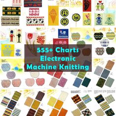 an assortment of sewing and crafting items with the words 535 chart electronic machine knitting