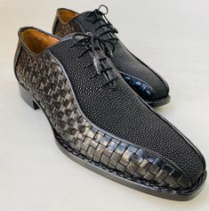 New TucciPolo Half Genuine Black Stingray with Weave Leather Prestigiously HandWelted Oxford Mens Luxury Shoes - offering superior comfort and exquisite design. Shop TucciPolo Collection of top quality mens Luxury Handmade Italian leather designer Shoes. Buy now and pay in 3-12 Month with no hidden fees using AFFIRM at checkout Leather : Stingray & Weave leather Sole: Double Leather Sole Construction: Handwelted soleColor: Black This is a made-to-order product. Each pair will be made upon re Luxury Men's Shoes With Stitched Sole And Pointed Toe, Luxury Black Men's Shoes With Stitched Sole, Luxury Fitted Black Men's Shoes, Luxury Men's Pointed Toe Leather Shoes, Luxury Pointed Toe Men's Shoes, Luxury Black Oxfords With Textured Sole, Luxury Black Oxfords With Rubber Sole, Luxury Black Calf Leather Dress Shoes, Luxury Black Dress Shoes With Leather Lining