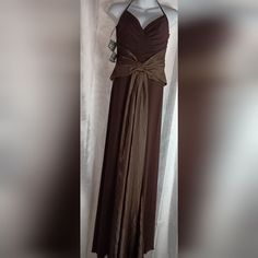 Brand New With Tags. Very Pretty Formal Brown Dress With Fitted Bodice, Brown Sleeveless Maxi Dress For Formal Occasions, Sleeveless Brown Maxi Dress For Formal Occasions, Formal Sleeveless Brown Maxi Dress, Brown Fitted Lined Maxi Dress, Fitted Brown Lined Maxi Dress, Elegant Brown Lined Evening Dress, Elegant Brown Lined Dress For Evening, Formal Brown Lined Dress