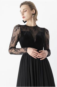 Elegant Retro Velvet Long lace evening black gala dress- Tuiok Black Gala Dress, Gala Dress, Long Skirt Fashion, Gala Dresses, All Brands, Skirt Fashion, Long Skirt, Luxury Branding, Cool Girl