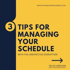 a yellow and black cover with the words 3 tips for managing your schedule on it