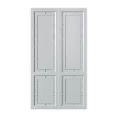 an open white door with three panels on the front and one panel in the back