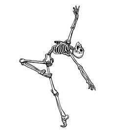 a skeleton is flying through the air with his arms outstretched and legs spread out,