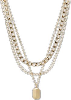 Trendy Chain Link Layered Necklace, Trendy Layered Chain Link Necklace, Trendy White Metal Layered Necklace, Trendy Layered Necklace With Double Chain Link, Trendy White Chain Necklace For Layering, Metal Layered Necklace With Chunky Chain, Trendy Multi-strand Chunky Chain Necklace, White Multi-strand Double Chain Necklace, Chic White Chunky Chain Necklace