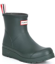 From Hunter&#x2C; the Play Short Rain Booties feature:Rubber upperWaterproofSlip onBack pull tabRecycled polyester liningRubber outsoleApprox. 5.5" boot shaft heightApprox. 13" boot shaft circumferenceApprox. 1" heel heightImported. Hunter Play Boots, Weatherproof Boots, Short Rain Boots, Dillard's, Hunter Boots, Boot Shoes Women, Rain Boots, Bootie Boots, Shoe Boots