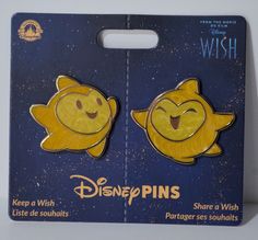 two pin badges depicting the faces of pikachu and pooh