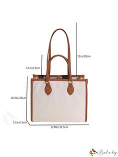 BirdinBag - Contemporary Color-Block Womens Tote Bag - Versatile and Stylish Beige Rectangular Box Bag For Office, Daily Use Square Box Bag With Detachable Handle, Rectangular Canvas Shopping Bag With Handles, White Rectangular Shoulder Bag For Office, Rectangular Box Bag With Handles For Office, White Canvas Shoulder Bag With Top Handle, White Satchel Canvas Bag For Errands, White Rectangular Canvas Bag With Removable Pouch, Square Canvas Bag With Top Carry Handle For Errands