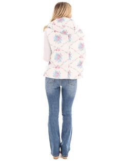 Get ready for blooming style with the Garden Grove Floral Puffer Vest! This cozy vest features a playful floral print, a convenient hoodie, and a zipper closure for easy wear. Perfect for layering and adding a touch of quirkiness to any outfit. White Cotton Outerwear With Floral Print, Trendy Hooded Spring Vest, Trendy Hooded Vest For Spring, Spring Cotton Hooded Vest, Cotton Hooded Vest For Spring, Hooded Cotton Vest For Spring, Casual Cotton Vest With Floral Print, Trucker Hat Fashion, Cozy Vest