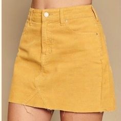 New With Tags Pacsun Skirt. Size 26. Yellow Corduroy Material. Mini Skirt. Trendy High Waist Yellow Skirt, Trendy High-waist Yellow Skirt, Trendy Yellow Mini Skirt For Fall, Yellow Cotton Mini Bottoms, Yellow Mini Skirt With Pockets, Corduroy Mini Bottoms For Spring, Casual Mustard Skirt, Casual Yellow Mini Skirt For Fall, Yellow Cotton Skirt For Day Out