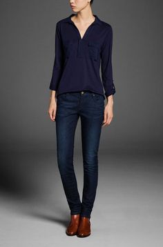 Burberry Shirt Women, Geek Fashion, Capsule Outfits, Fall Capsule Wardrobe, 2014 Fashion, Canary Islands, Fashion Over 50, Jean Slim, Fashion Wear