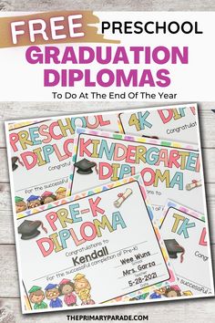 free graduation diplomas to do at the end of the year with this printable