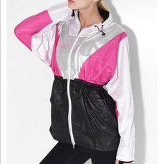 This Garment Is Relaxed Fitting Zip-Front Jacket With A High Neck, Drawsting At The Waist, With An Adjustable Hood That Can Be Stowed In The Collar. Reflective Silver Trim And Fuschia Accents Combine With Dynamic Design To Make This Jacket Ideal For All Any Outdoors Activity, Rain Or Shine New With Tags Retails For $300 No Trades Pink Long Sleeve Outerwear For Outdoor, Sporty Pink Outerwear For Outdoor, Pink Athleisure Outerwear With Long Sleeves, Pink Track Jacket For Outdoor Fall Activities, Pink Track Jacket For Fall Outdoor Activities, Pink Windbreaker For Outdoor Fall Activities, Pink Long Sleeve Athleisure Outerwear, Pink Fall Sports Outerwear, Pink Outerwear For Sports In Fall