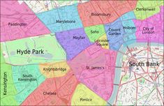 a map of hyde park in london with all the major streets and roads marked out