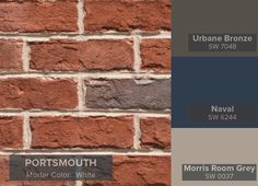 a brick wall with different shades of gray and brown on it, including the name portsmouth