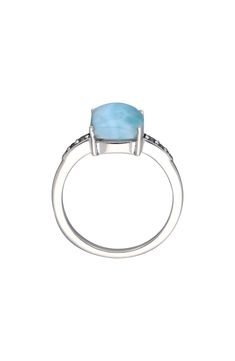 An easy-to-wear ring will add significant polish to even your most casual ensembles. 3/8" band width Sterling silver/larimar/white topaz Imported Elegant Blue Larimar Rings, Elegant Larimar Rings For Anniversary, Elegant Oval Larimar Rings, Contemporary Accessories, Kids Styles, Designer Crossbody Bags, Flip Flop Slippers, Sandals Brands, Contemporary Outfits