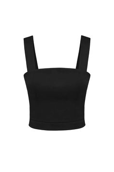 This classic crop top in black is truly one of the top trends for the base clothes to form your unique style. Square neckline and wide shoulder straps help beautifully accentuate the delicate breast, and the corset hugs the body, creating a curvy waistline. Match it with a classic suit or jeans or skirt - this top goes well with literally everything. Elegant Corset With Built-in Bra Crop Top, Chic Crop Top With Built-in Bra And Wide Straps, Chic Evening Crop Top With Adjustable Straps, Party Crop Top With Adjustable Straps, Chic Crop Top With Adjustable Straps And Square Neck, Cropped Tank Top With Medium Bust Support, Fitted Chic Crop Top With Adjustable Straps, Black Crop Top With Built-in Bra For Evening, Fitted Sleeveless Crop Top For Evening