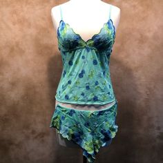 Flirty Camisole Set By Fredericks, Large Circle Pattern In Turquoise, Blue, And Green New With Tags! Camisole Set, Fredericks Of Hollywood, Circle Pattern, Blue And Green, Turquoise Blue, Women's Intimates, Blue Green, Hollywood, Slip On