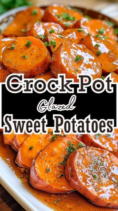 Crock Pot Glazed Sweet Potatoes Best Crockpot Sweet Potatoes, Pork With Sweet Potatoes, Main Dish Sweet Potato Recipes, Garlic Sweet Potato Recipes, Sweet Potato Recipes Crockpot Crock Pot, Sweet Potato Crock Pot Recipes, Ways To Prepare Sweet Potatoes, Sweet Potato Slow Cooker Recipes, Chopped Sweet Potato Recipes