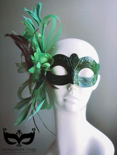 Green Masquerade Mask, Masquerade Mask Women, Elegant Face Mask, Thank You Wishes, Festival Face, Metal Mask, Feather Mask, Party Mask, Carnival Festival