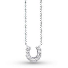 This Beautiful Petite Diamond Horseshoe Necklace in 14k White Gold with 11 Diamonds .14ct tw., Natural Diamonds GH color SI Clarity. Size 3/8" L x 3/8" W, 16"L. Also available yellow or rose gold upon request. Improve Your Style, Diamond Fashion Jewelry, Horseshoe Necklace, Equestrian Jewelry, Luck Charms, Pretty Rings, White Gold Diamonds, Or Rose, Diamond Necklace