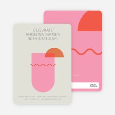 the birthday card for an angellia marie's 30th birthday is shown in pink and orange