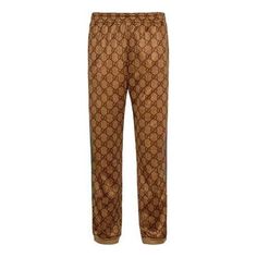 GUCCI GG Technical Jersey Jogging Pant 'Brown' 523489-X9V35-2035 Casual Fitted Gucci Bottoms, Gucci Casual Bottoms With Pockets, Casual Gucci Bottoms With Pockets, Casual Gucci Straight Leg Pants, Luxury Fitted Brown Bottoms, Gucci Casual Straight Leg Pants, Casual Gucci Pants With Pockets, Gucci Fitted Luxury Bottoms, Luxury Brown Pants