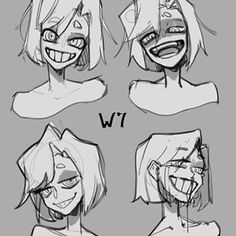 four different expressions for the character's face