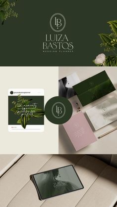 the logo and business card design for lucia basigos, an italian luxury boutique