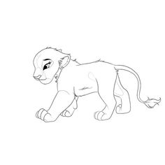 a drawing of a lion cub walking