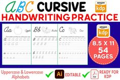 cursive handwriting practice for kids with the alphabet and numbers