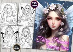 the fairy princess coloring book is open and ready to be filled with color, then printable