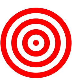 a red and white circle with an arrow in the center, on a white background