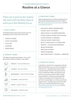 a poster with instructions on how to use routine at a glance