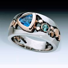 New Fashion Ring Sits Smooth On Finger Two Tone Silver/Gold Color Womens Blue/Green Stones Ring Size 7 River Pebbles, Pebble Ring, Statement Ring Silver, Men's Jewelry Rings, Trendy Jewelry, Jewelry Plate, Bling Bling, Sterling Silber, Statement Jewelry