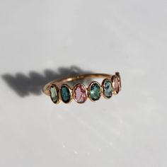 Natural Multi Tourmaline Band, Solid 18K Gold, Rainbow Tourmaline Ring, Half Eternity Ring, Stackable Ring, Wedding Band, Minimalist Ring - Etsy Stackable Tourmaline Rings In Fine Jewelry Style, Stackable Tourmaline Rings Fine Jewelry, Tourmaline Multi-stone Promise Ring, Rainbow Tourmaline, Watermelon Tourmaline Ring, Ring Wedding Band, Half Eternity Ring, Minimalist Ring, Tourmaline Ring