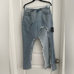 High Waist Stretch Baggy Blue Bottoms With Frayed Hem, Blue Baggy Bottoms With Frayed Hem, High Waist Ripped Jeans, Skirts Hot, Hot Miami Styles, Jeans Skirt, Miami Fashion, Jean Skirt, Ripped Jeans