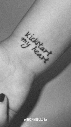 a woman's wrist tattoo with the words my heart on it