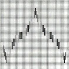 a cross stitch graph with an upside down triangle in the center and bottom corner, on white paper