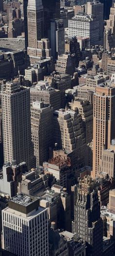 an aerial view of skyscrapers in new york city